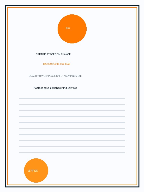 ISO Quality and Safety Certificate