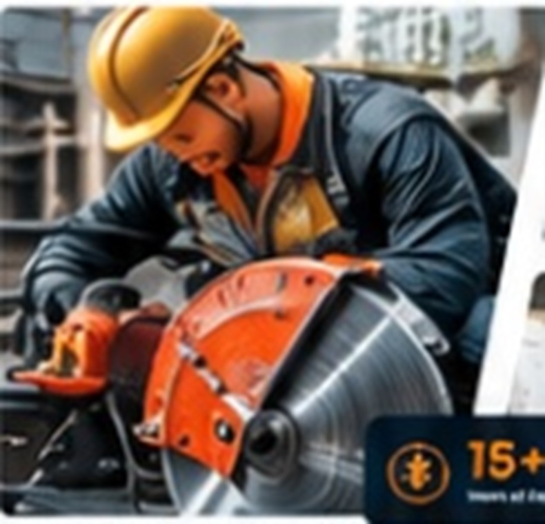 Worker Operating Concrete Cutting Saw